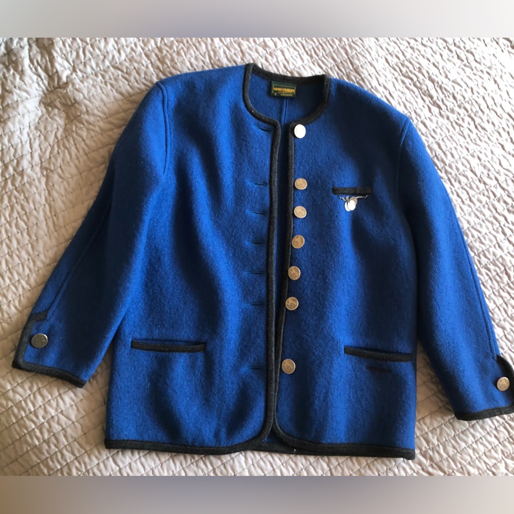 Authentic Austrian Vintage 100% Wool Jacket with Silver Coin Buttons by GEIGER